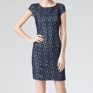 Reiss Tally Lace Bodycon Dress in Blue